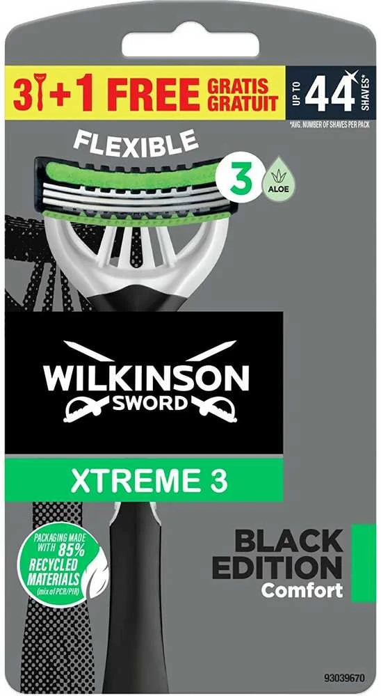 Wilkinson Sword Vienkartinis skustuvas vyrams Xtreme 3 Juodas Edition Comfort 3+1 vnt.