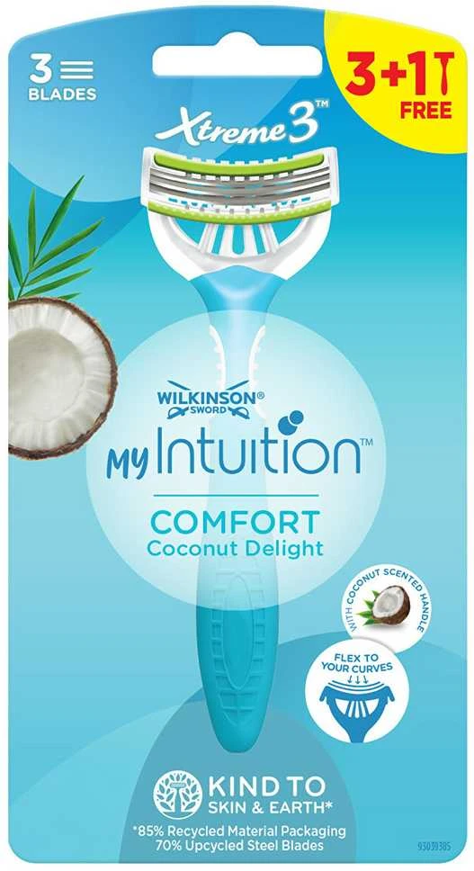 Wilkinson Sword vienkartinis skustuvas moterims My Intuition Comfort Coconut Delight 3 + 1 vnt.