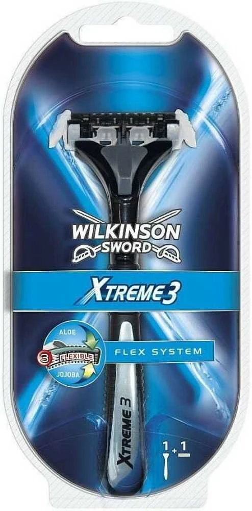 Barzdaskutė Wilkinson Sword vyriškas skustuvas + 1 atsarginė galvutė Xtreme3 sistema
