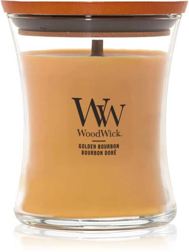 Woodwick Golden Bourbon Scented Candle kvapioji žvakė, 275 g