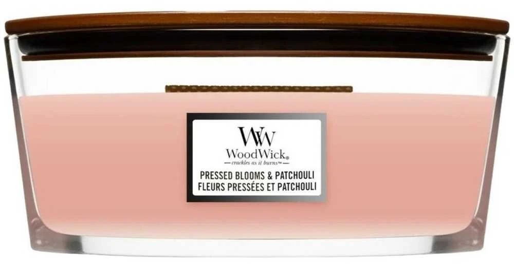 WoodWick Aromatinė žvakė (Pressed Blooms & Patchouli), 453,6 g