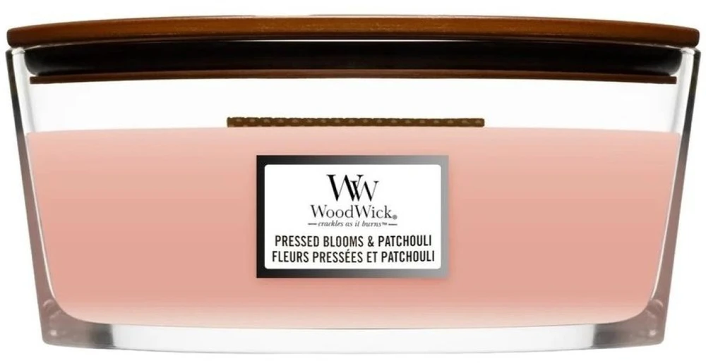 WoodWick Aromatinė žvakė (Pressed Blooms & Patchouli), 453,6 g