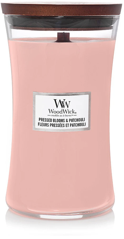 WoodWick Aromatinė žvakė (Pressed Bloom & Patchouli), 609,5 g