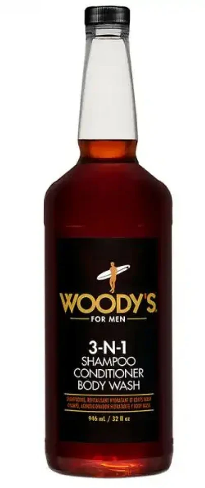 Woody's 3-n-1 šampūnas, kondicionierius, kūno prausiklis 3 in 1, 946 ml