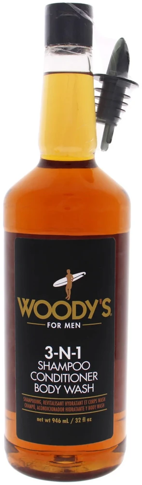 Woody's 3-n-1 šampūnas, kondicionierius, kūno prausiklis 3 in 1, 946 ml