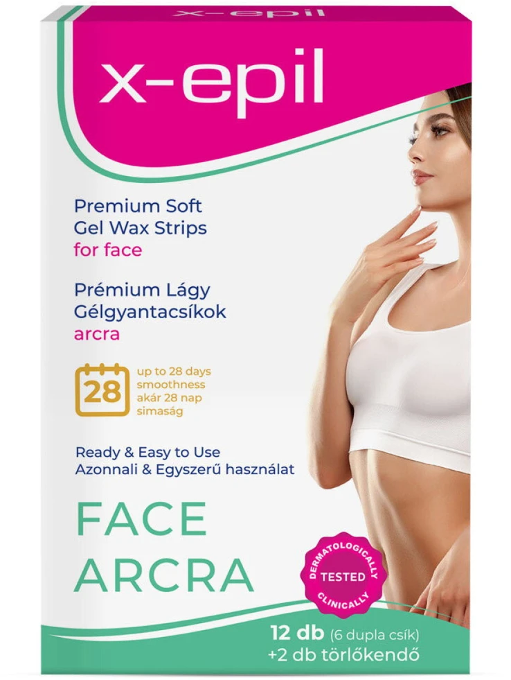 X-Epil Premium Soft Silky Finish Hair Removal Wax Strips For Face, 12 vnt.