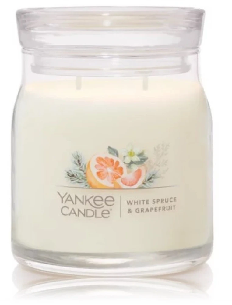 Yankee Candle Baltas Spruce & Grapefruit Scented Candle kvepianti žvakė, 368 g