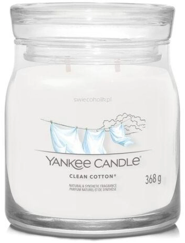 Yankee Candle Aromatinė žvakė Signature glass medium Clean Cotton 368 g
