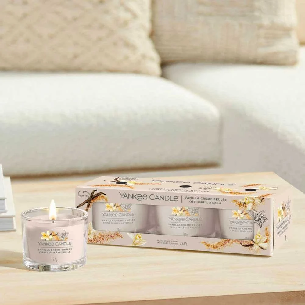Yankee Candle Yankee žvakė su vaniliniu kremu brulee, 3 x 37 g