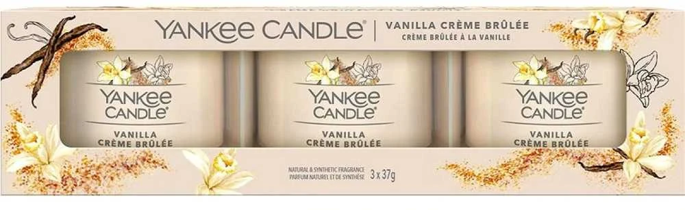 Yankee Candle Yankee žvakė su vaniliniu kremu brulee, 3 x 37 g