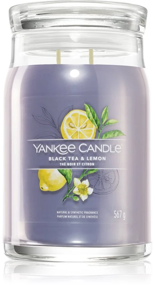 Yankee Candle Aromatinė žvakė "Signature large glass Juodas Tea - Lemon" 567 g