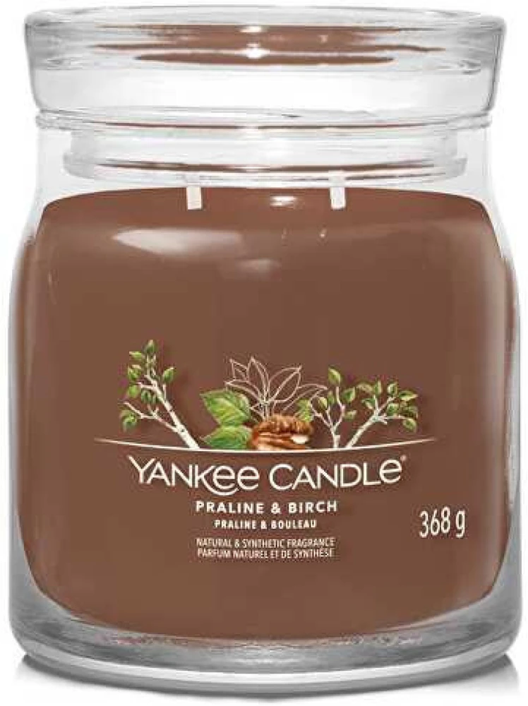 Yankee Candle Aromatinė žvakė Signature glass medium Praline - Beržas 368 g