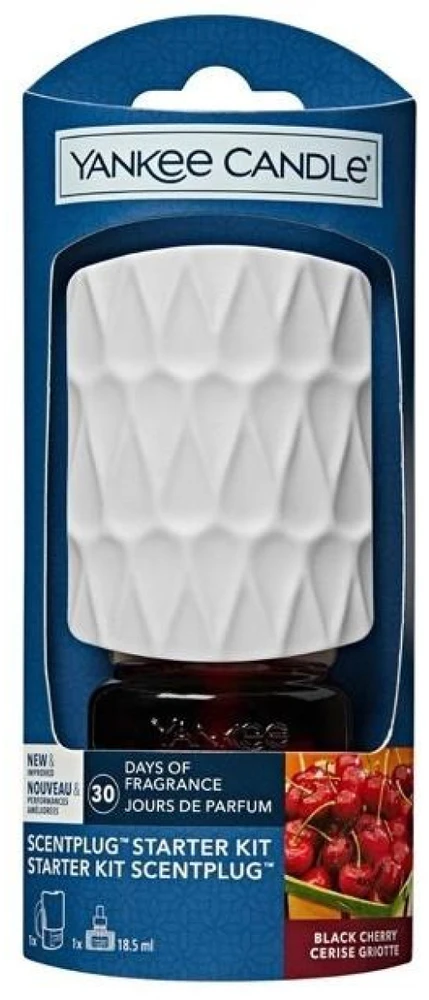 Yankee Candle kvapų difuzoriaus ScentPlug rinkinys (EU kištukas) – Juodas Cherry "Organic Pattern“ dizainas