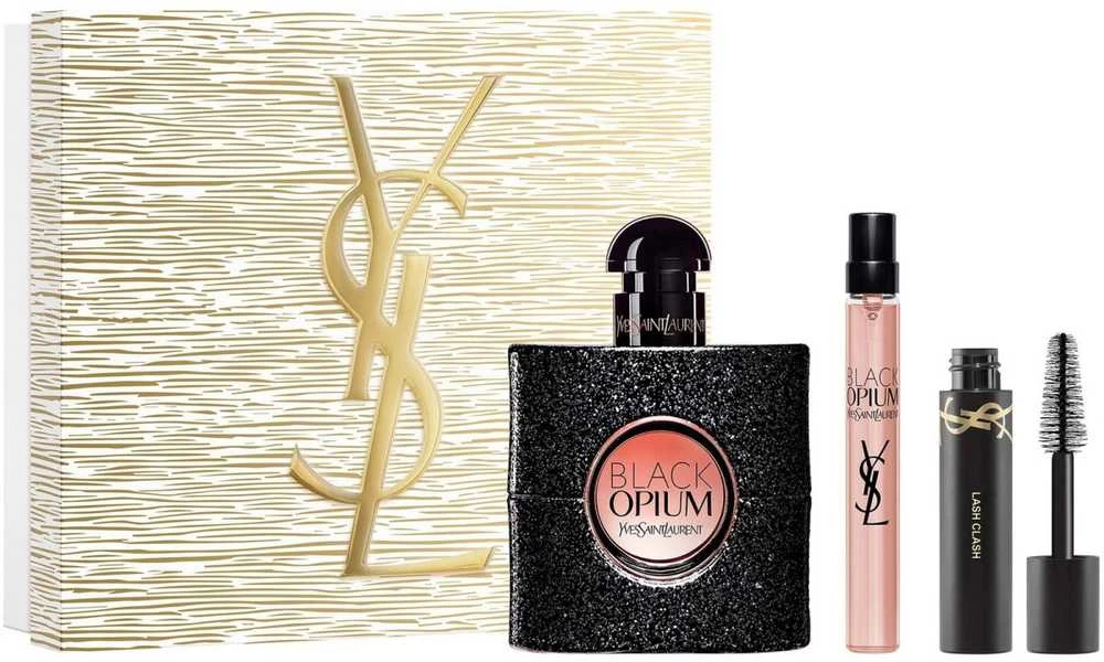 Yves Saint Laurent YSL Juodas Opium Giftset dovanų rinkinys moterims (EDP, 50 ml + EDP, 10 ml + YSL Lash Clash Blakstienų tušas Volume Extreme no1 Juodas, 2 ml)