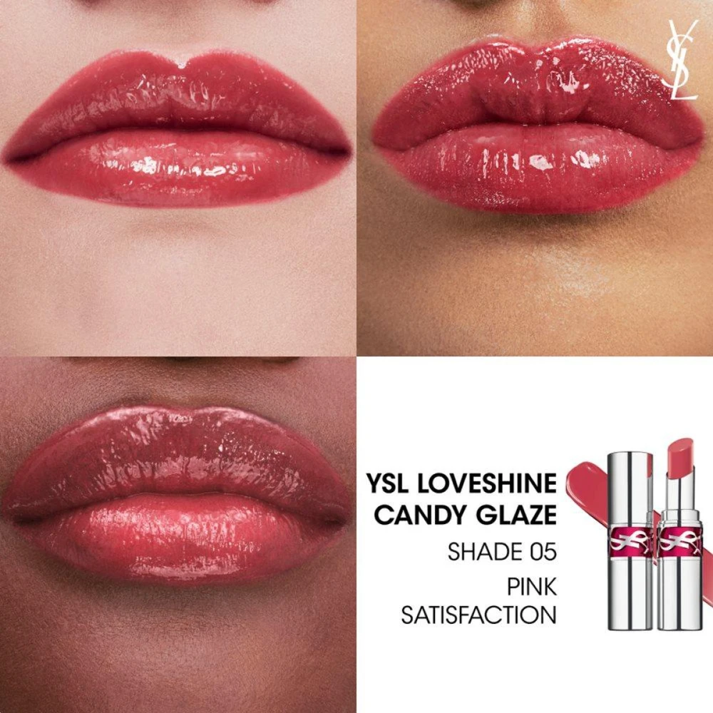 Yves Saint Laurent Candy Glaze Lip Gloss Stick Lūpų balzamas ir blizgis viename, 3.2 g | spalva: 5 Pink Satisfaction