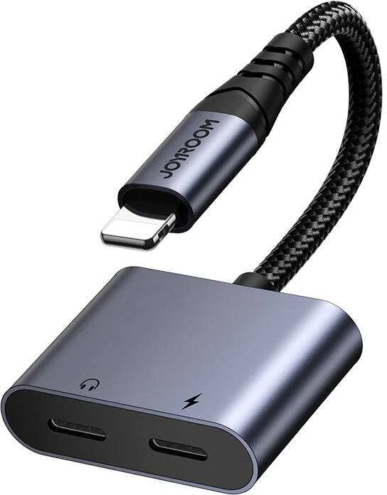Du viename garso adapteris Joyroom SY-L01 Lightning iki 3.5 mm + Lightning (juodas)