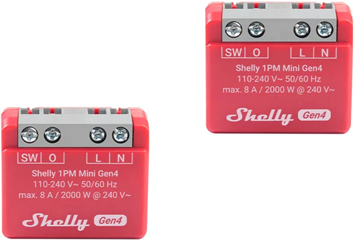 2 „Shelly 1PM Mini Gen4“ „Zigbee“ / „Matter“ valdiklių rinkinys