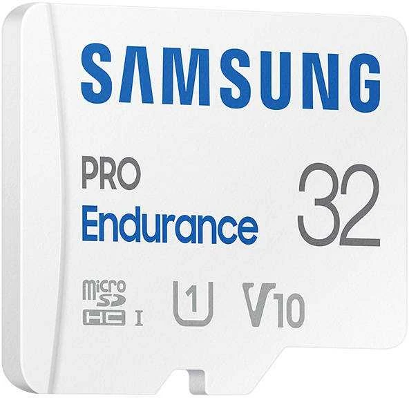 Atminties kortelė SAMSUNG PRO Endurance Micro SD Class10 32GB su R100/W30 adapteriu, veikimo laikas 17520 valandų