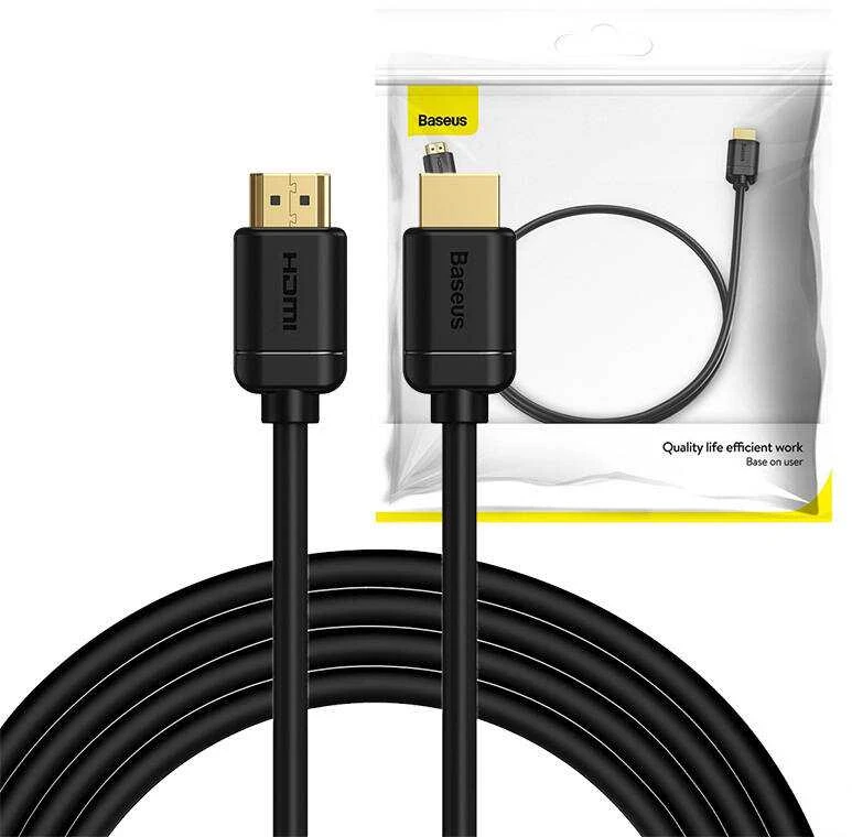Baseus 2x HDMI 2.0 4K 60Hz kabelis 3D HDR 18Gbps 3m - Juodas