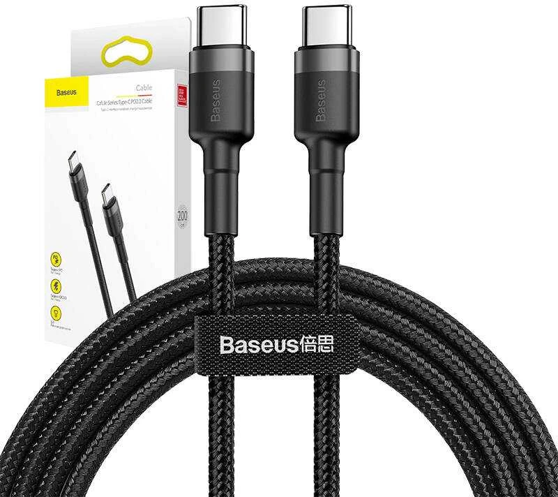 Baseus Cafule kabelis USB-C PD 2.0 QC 3.0 60W 2m - Pilka / Juoda