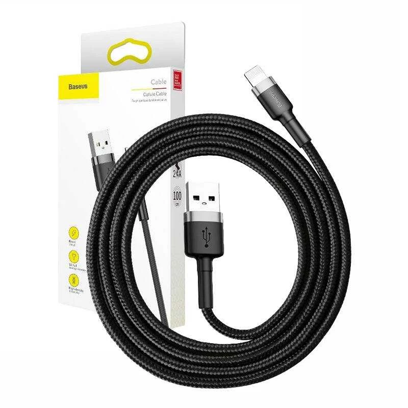 Baseus Cafule USB Lightning kabelis 2.4A 0.5m - Pilkas / Juodas
