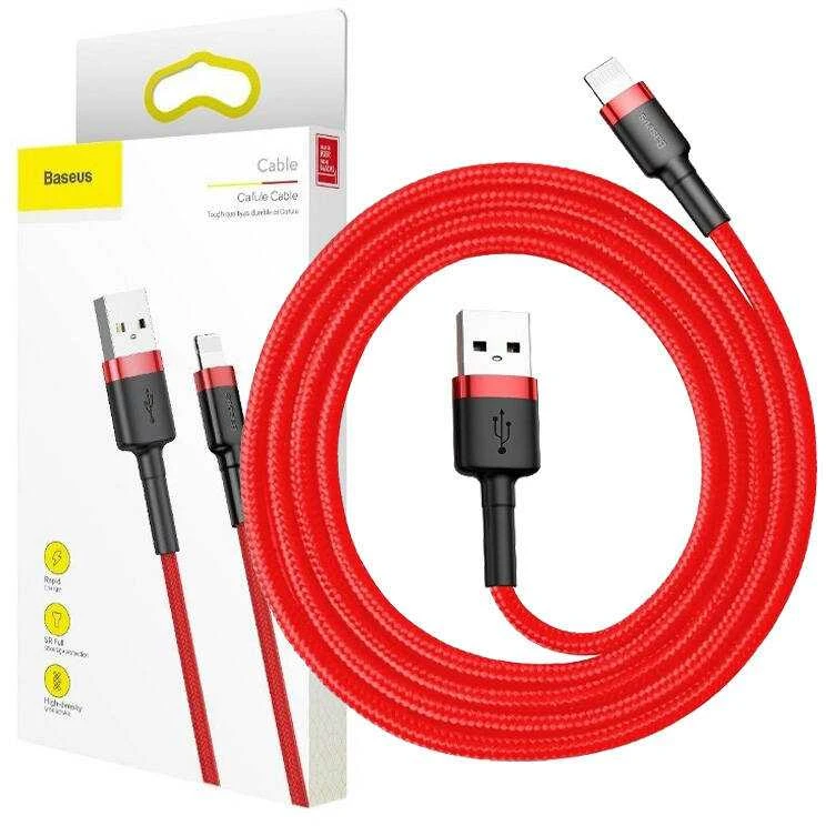 Baseus Cafule USB Lightning kabelis 2.4A 1m - Juoda / Raudona