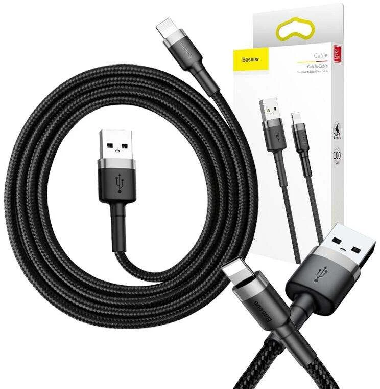 Baseus Cafule USB Lightning kabelis 2.4A 1m - Pilkas / Juodas