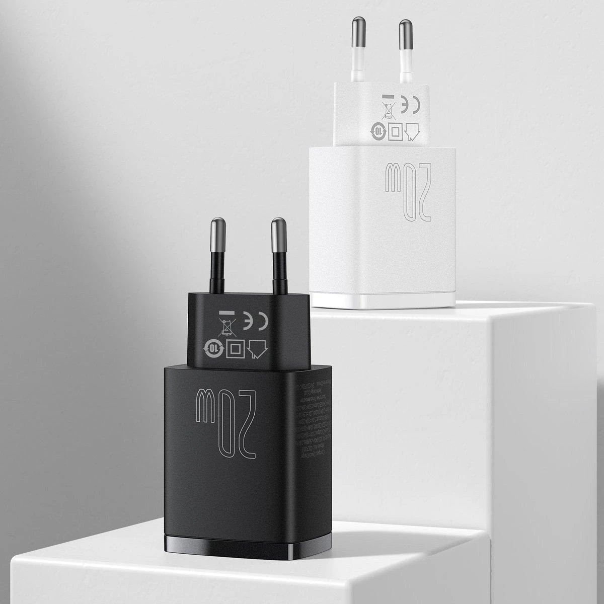 Įkroviklis Baseus Compact Quick Charger 20W USB-C/USB-A baltas CCXJ-B02