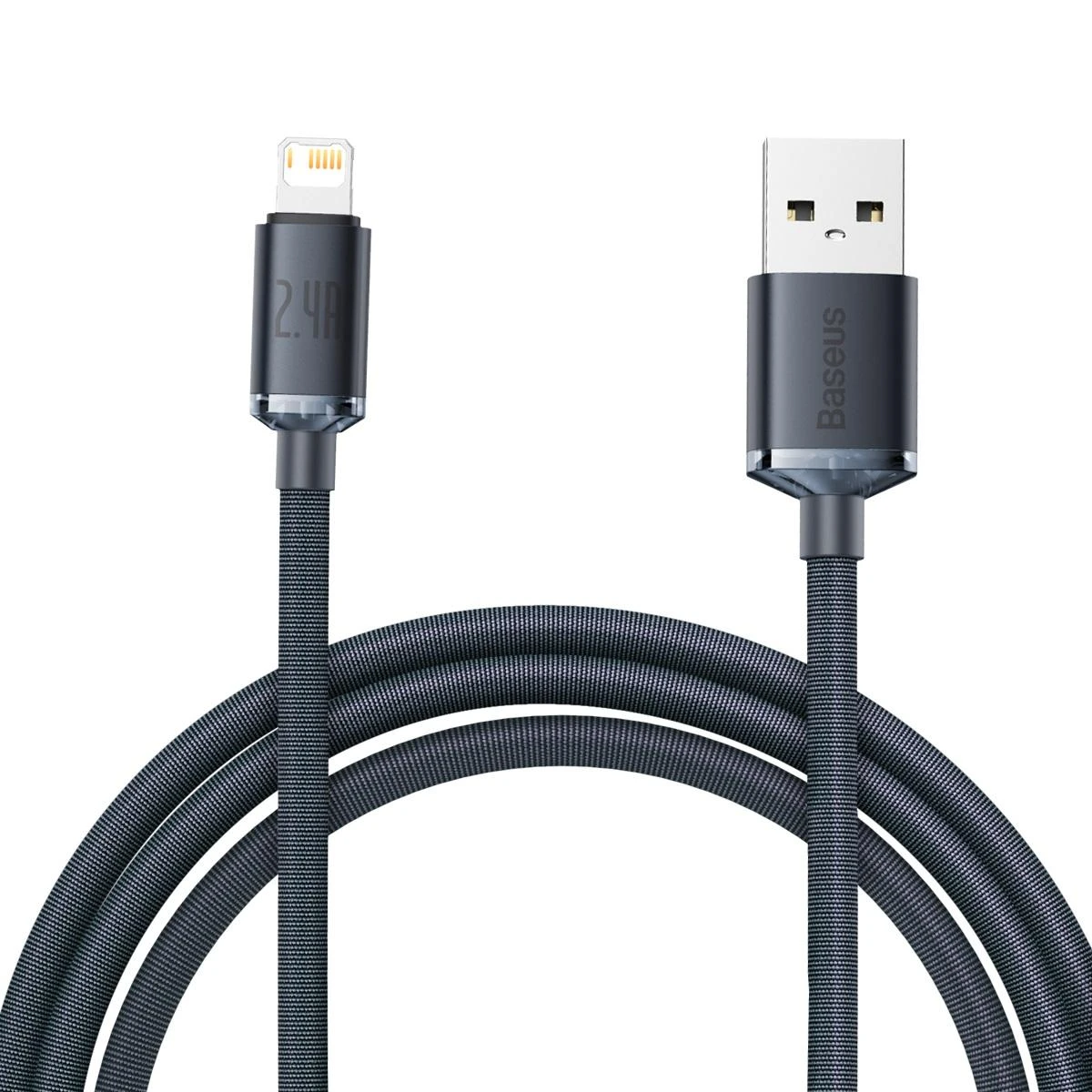 Baseus Crystal Shine kabelis USB į Lightning, 2.4A, 2m juodos spalvos