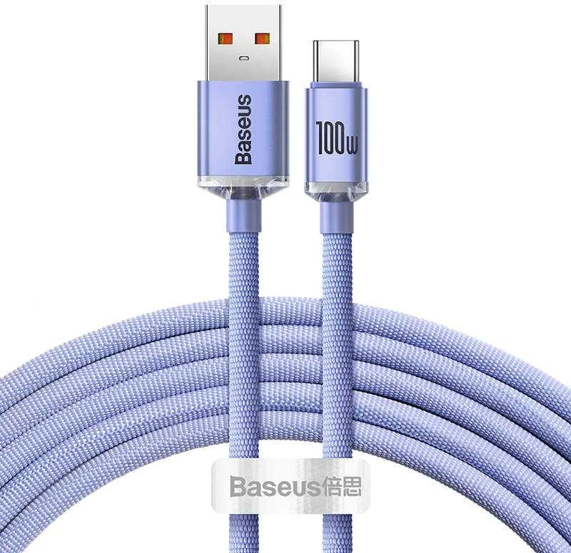 Baseus Crystal Shine USB – USB-C laidas 5A 1.2m – Violetinis