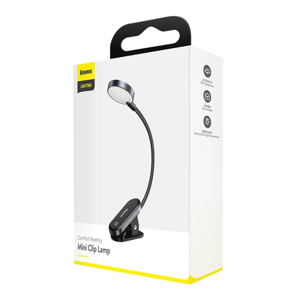 Baseus Prisegama skaitymo LED lempa, įkraunama USB, 3W, neutraliai balta