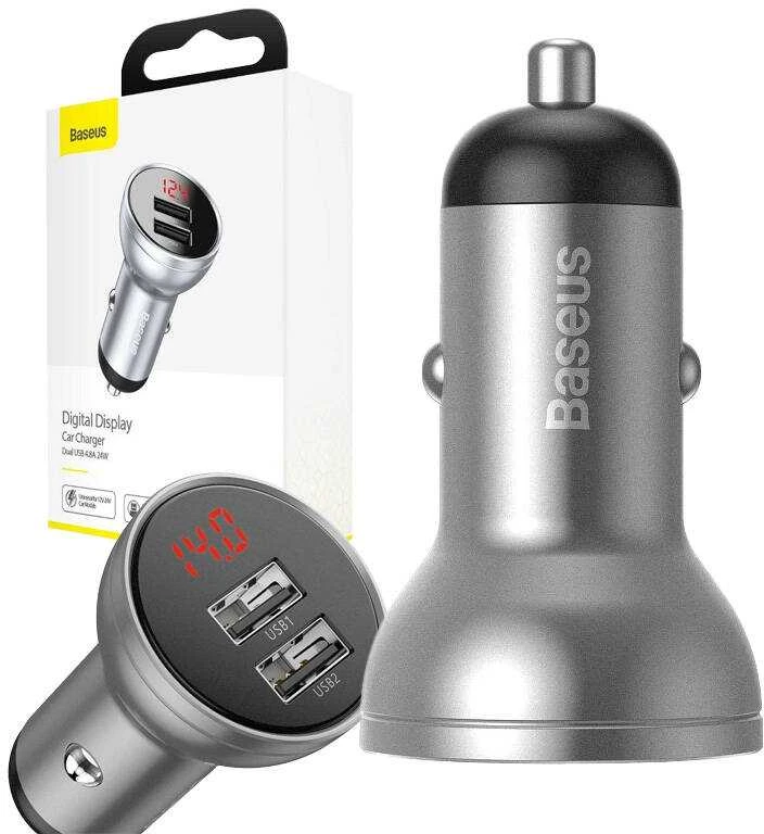 Baseus Automobilinis įkroviklis 2xUSB 4.8A 24 W - Sidabrinis
