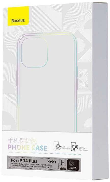 Baseus Crystal serijos dėklas, skirtas iPhone 14 Plus + grūdintas stiklas