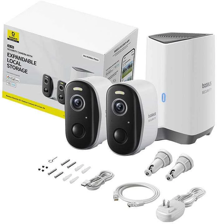 Baseus N1 2K lauko kamerų rinkinys iš 2 (baltas)