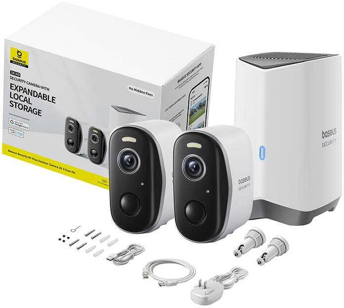 Baseus N1 Plus 2K lauko kamerų rinkinys (baltas)