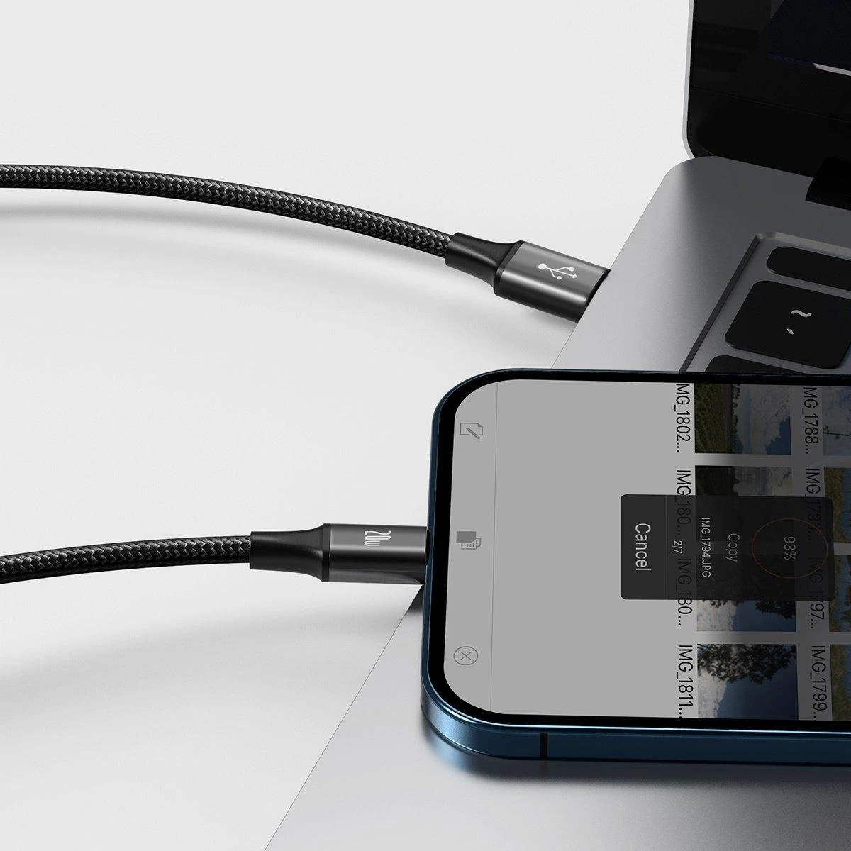 Kabelis USB C - 3 kištukai (USB C (iki 15W), micro USB (iki 10W), lightning (iki 20W)) 1.5m juodas Rapid BASEUS