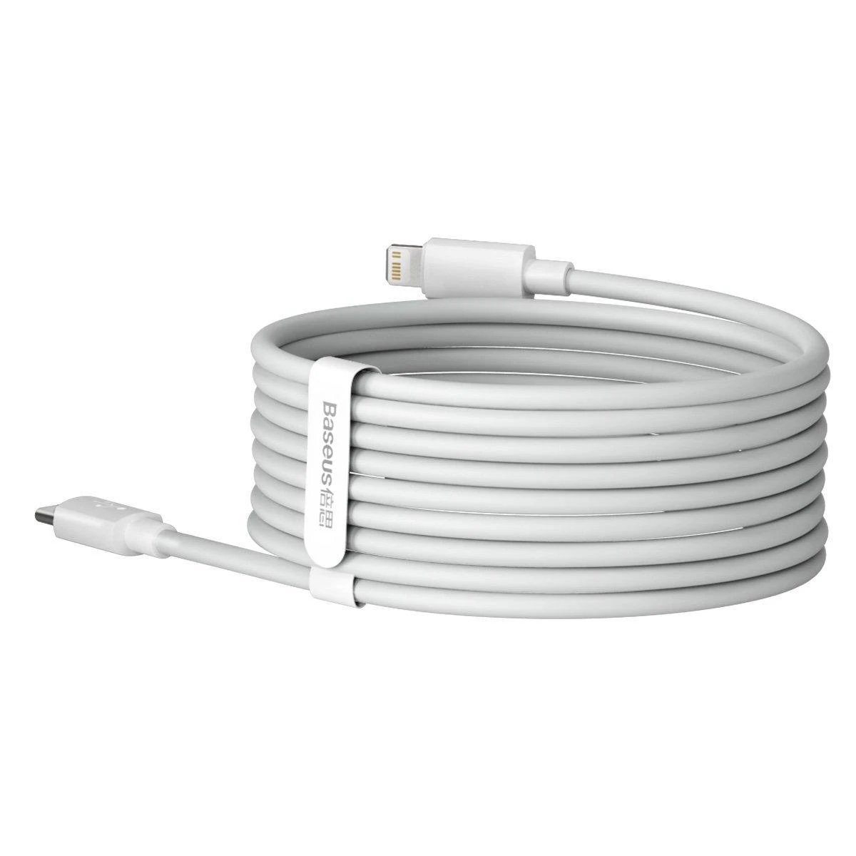Baseus Simple Wisdom duomenų kabelio komplektas iš USB-C į Lightning PD 20W (2 Vnt), 1.5 m baltos spalvos