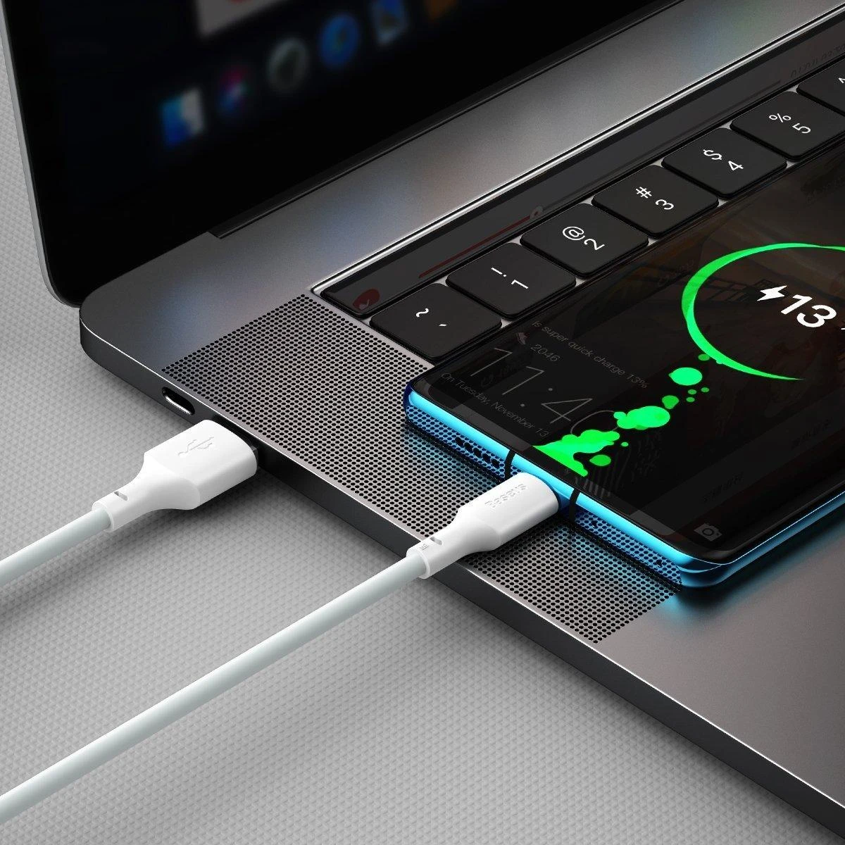 USB kabelių rinkinys Baseus Simple Wisdom Data Cable Kit USB to Type-C 5A (2PCS/Set) 1.5m baltas TZCATZJ-02