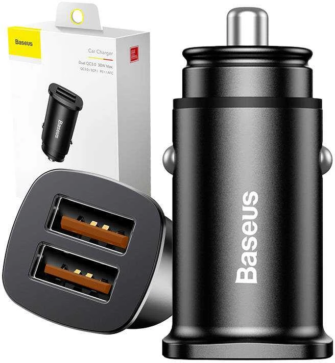 Baseus Square automobilinis įkroviklis 2xUSB QC3.0 5A 30W - Juodas