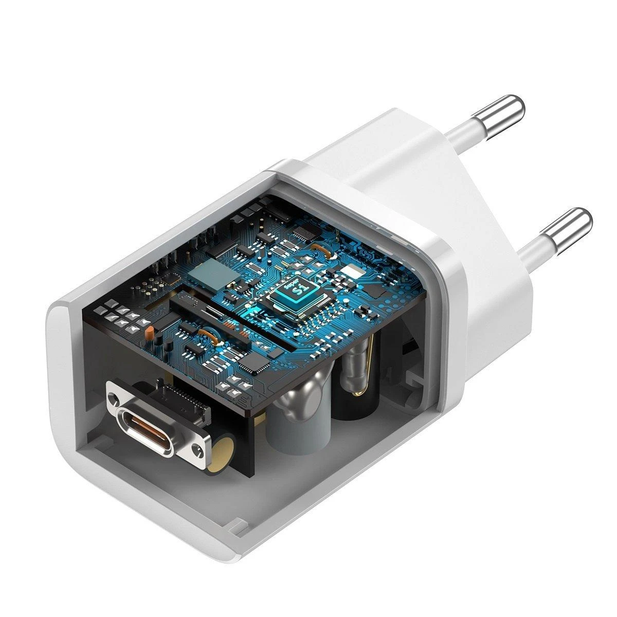 Baseus Super Si greitas įkroviklis 1C 25W su USB-C į USB-C kabeliu 1m - Baltas