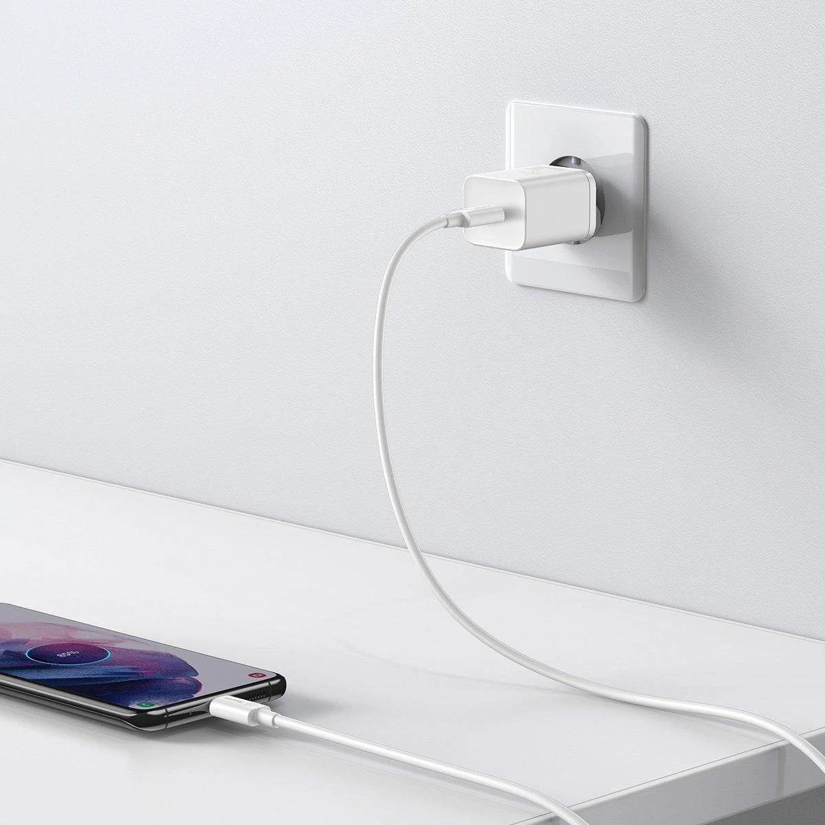 Baseus Super Si greitas įkroviklis 1C 25W su USB-C į USB-C kabeliu 1m - Baltas