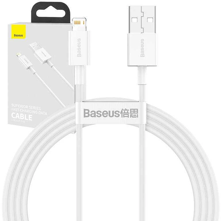 USB kabelis Baseus Superior iš USB į Lightning 2.4A 1.5m baltas CALYS-B02