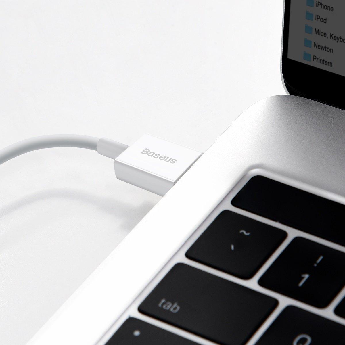 USB kabelis Baseus Superior iš USB į Lightning 2.4A 0.25m baltas CALYS-02