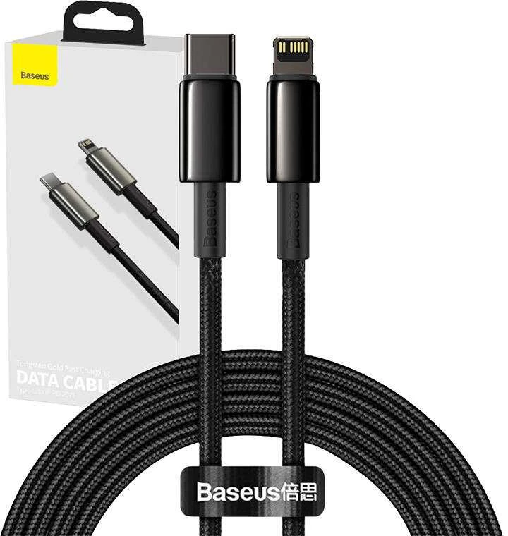 Baseus USB C tipo laidas - žaibiškai greitas įkrovimas su maitinimo šaltiniu 20W 2m Juodas (Juodas)