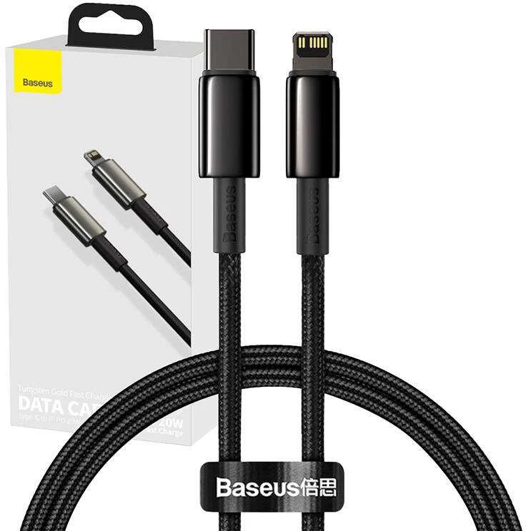 Baseus USB Type C - Lightning kabelis „Power Delivery“ greitam įkrovimui 20 W 1 m, juodas (CATLWJ-01) (Juodas)