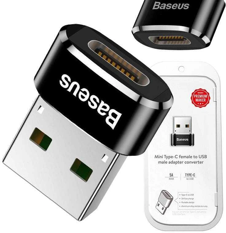 Baseus USB-C – USB-A adapteris 3A – Juodas
