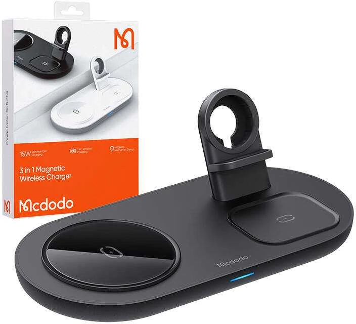 Belaidis įkroviklis Mcdodo CH-7061 3 in 1 15W (mobilusis / TWS / Apple laikrodis) (juodas)