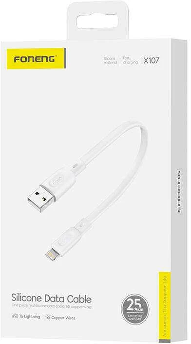 USB-A – USB-C laidas Foneng X107 3A, 0.25 m (baltas)