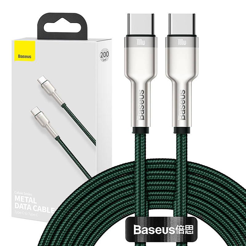 Baseus Cafule USB-C - USB-C laidas 100W 2m - Žalias