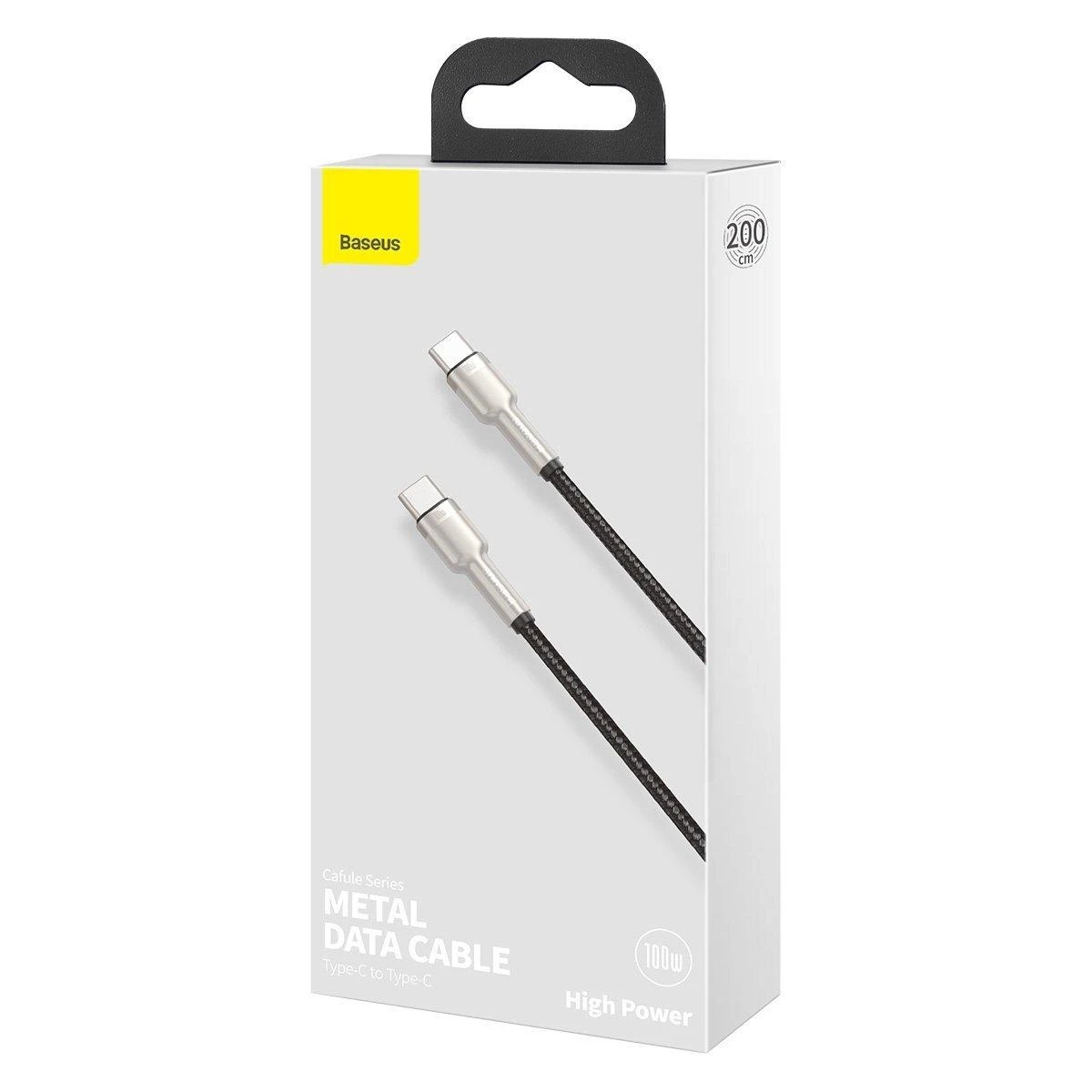 Kabelis USB C - USB C 2m 100W juodas Cafule Metal BASEUS